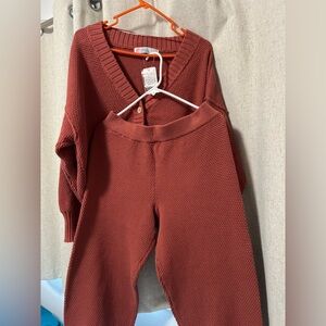 NWT Free People Rust Knit Sweater and Pants Set